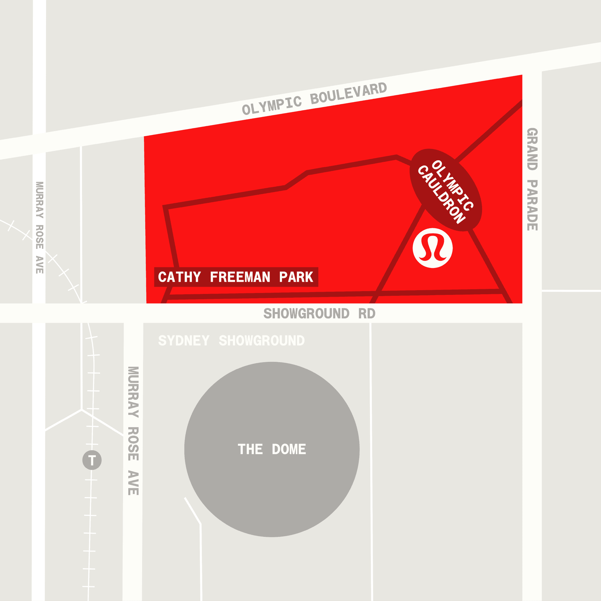 Map showing Cathy Freeman Park and Sydney Showground