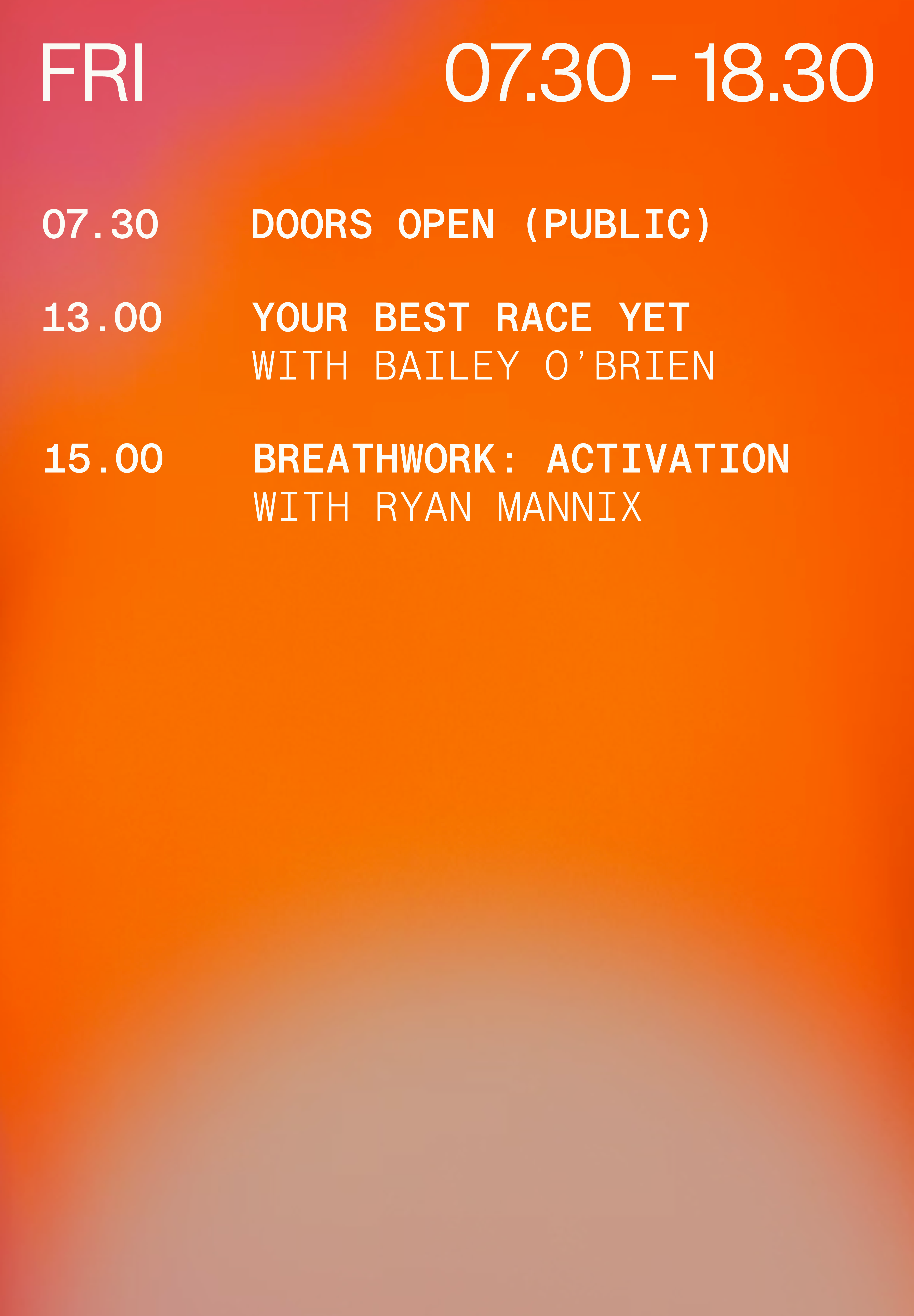 Schedule for FRI